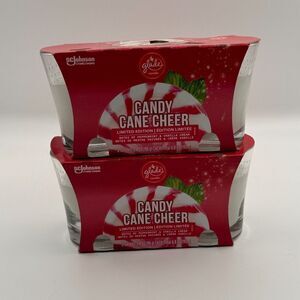 Two Packs Of 2 Glade Candles Candy Cane Cheer Peppermint Vanilla Cream‎ 6.8oz